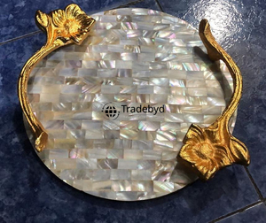 Tradebyd MOP Bandeja con incrustaciones Bandeja decorativa de nácar de lujo para servir comedor y decoración del hogar - Product Image 1