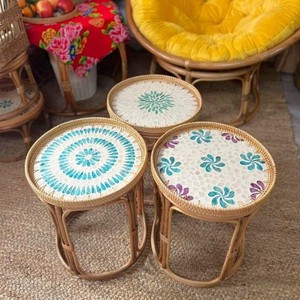 Mesa de mimbre de lujo al mejor precio para el centro del hogar, mesas circulares con incrustaciones de nácar de alta calidad - Product Image 4