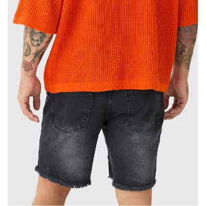 Personalizado desgastado bordado hombres moda Jorts alta calidad lavado holgado Jorts ácido lavado doble dobladillo pantalones cortos de mezclilla - Product Image 2