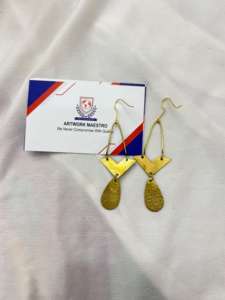 Polished brass earrings crafted by indian artisans - lead free - skin safe - Product Image 2