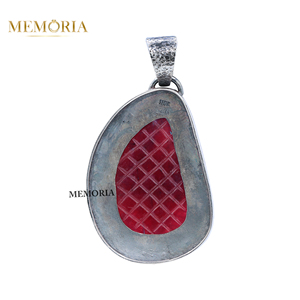 ทำด้วยมือ18K สีเหลืองทอง925เงินสเตอร์ลิงจี้เพชรทับทิมวินเทจแกะสลักดอกไม้ประดับได้รับการรับรองของขวัญเครื่องประดับที่ดี - Product Image 3