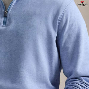 100% coton polaire pas cher prix personnalisé uni hommes sweats Pakistan fait demi fermeture éclair sweats à capuche sweat pour hommes - Product Image 6