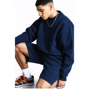 Nouvel été personnalisé Ensemble 2 pièces pour hommes Motif solide Manches courtes T-shirts surdimensionnés Ensemble jumeau Costume de sport - Product Image 4