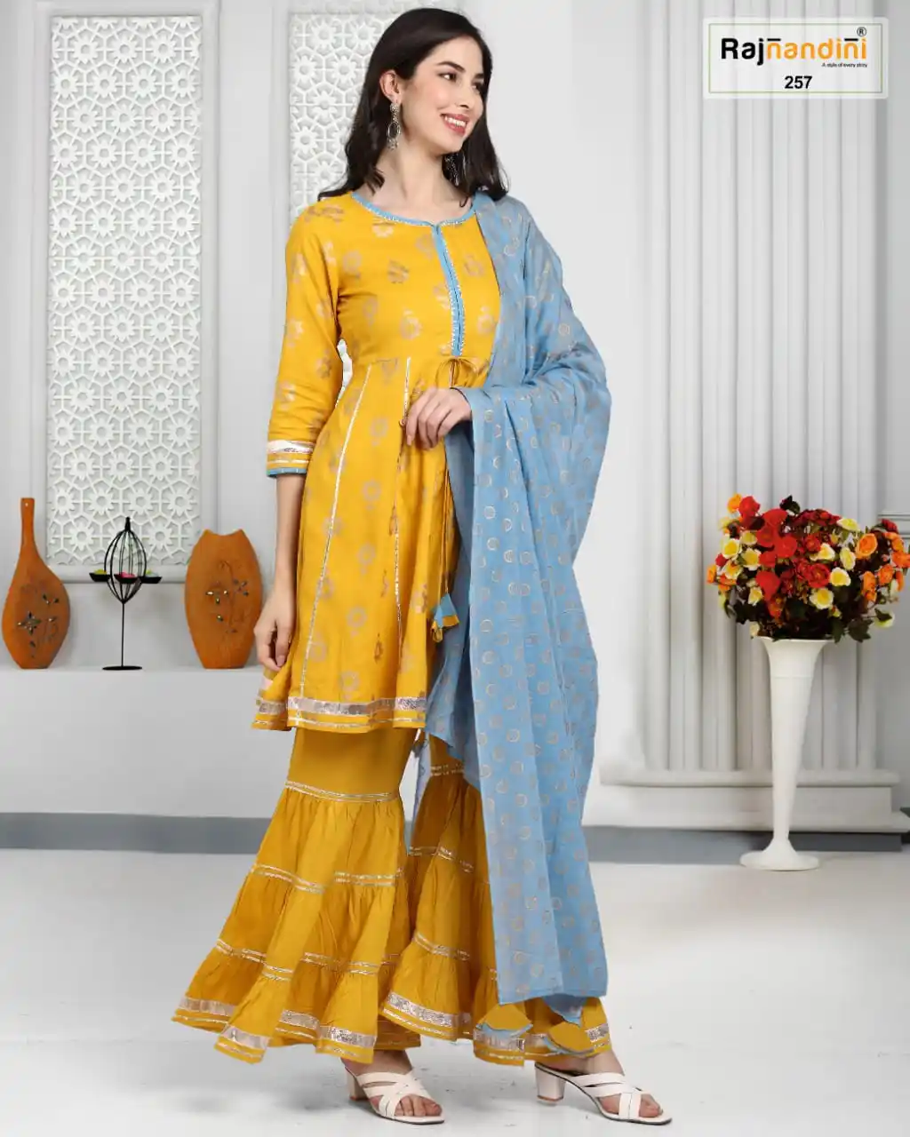 Trendy Printed Kurta Set With Value Addition Work Embroidery And Printed Work In Jaipuri Prints Pure Cotton Dress Top Bottom