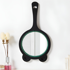 Espejo de Mano con Forma de Panda Adorable y Duradero, con Marco y Detalles Rústicos de Yute, Ideal para Maquillaje y Viajes - Product Image 4