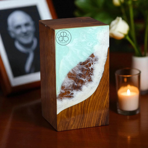 โกศเผาศพโรสวูดทำด้วยมือด้วยเรซินโอเชียนดีไซน์โกศหรือขี้เถ้าของมนุษย์ - Product Image 6