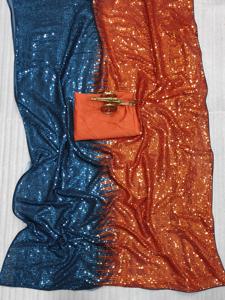 Nouveau concepteur lancement lourd brodé numérique rembourrage Georgette soie saris fantaisie Blouse indien pakistanais vêtements Sequnce travail - Product Image 6