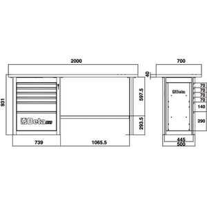 Établi BETA Endurance avec 1 commode de 6 tiroirs Armoires à outils haut de gamme - Product Image 5