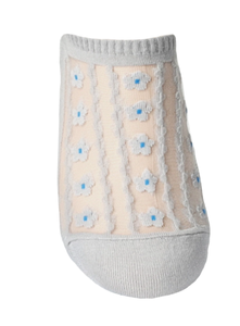 Foylock coreano personalizzato con Logo ricamato floreale Design Oem puro pizzo senza esposizione in maglia pizzo invisibile 3D calzini da donna floreali scollati - Product Image 4