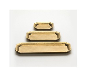 Impressionnant plateau de service ensemble de 3 pour la maison hôtel Restaurant vaisselle forme carrée couleur dorée avec poignées fournisseur de plateau de service - Product Image 3