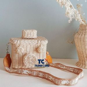 BEST TOY for Kids Rattan Toy <b>Camera</b> Bag Creative <b>Natural</b> Rattan Wicker Woven Kid Toy Sustainable - Product Image 4