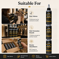 Colle adhésive pour extensions capillaires noire, à base d'eau, résistante à l'eau et à la transpiration, forte tenue, adhésif professionnel pour tissage capillaire en gros
