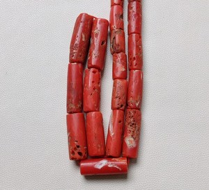 Cuentas de coral italiano natural AAA de 1 hebra, forma de tubo de 16 pulgadas 22X8 a 12X5 cuentas lisas, piedra preciosa de coral - Product Image 3