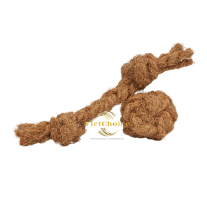 Jouet à mâcher en corde de coco fait main VietChoice, nettoyage des dents, usage quotidien, petite taille, matériau durable, article de jeu d'entraînement pour animaux de compagnie - Product Image 1