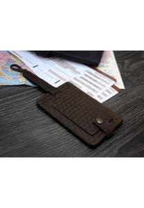 Étiquette d'identification de bagage de voyage personnalisée étiquette de bagage en cuir Saffiano véritable avec LLT-0042B de ligne en relief - Product Image 4