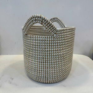 ตะกร้าสานทรงกลมจากหญ้าทะเล ขนาด S หรูหรา เป็นมิตรกับสิ่งแวดล้อม - Product Image 4