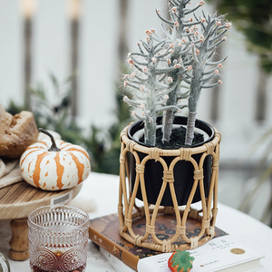 Présentoir de pot de fleur pour décoration de mariage élégant support de plante en rotin fait à la main supports de jardinières naturelles - Product Image 6