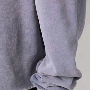 Sweat à capuche pour homme, coupe courte, effet délavé, délavé au soleil, de haute qualité, 400 g/m², en molleton français, délavé à l'acide, basiques brodés, hiver - Product Image 5