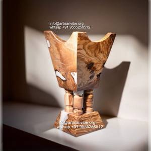 Quemador de Incienso de Resina y Madera Hecho a Mano de Lujo para Ramadán, Mubkhar de Epoxi para Uso Aromático, Ecológico - Product Image 1