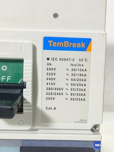 T- ERASAKI TEM-BREAK XS800NJ MCCB CIRCUIT BREAKER 800A 3-POLE 690V AC INDUSTRIAL BREAK - Product Image 2