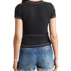 เสื้อยืดคอกลมผู้หญิงน้ำหนักเบา ทรงเข้ารูป ผ้าฝ้ายผสมสแปนเด็กซ์ สตรีทแวร์ ระบายอากาศ แห้งเร็ว สีพื้น พิมพ์ลายซิลค์สกรีน - Product Image 6