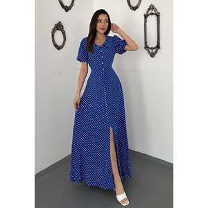 ชุดเดรสลายจุดทรงบาน Saks - ลายกระถางดอกไม้ - Product Image 1