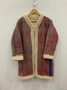 Kantha Multicolor Jackets Long Coat With Faux <b>Fur</b> <b>Trim</b> Green Kantha Faux Jacket Short Waistcoat Long Waistcoat <b>Fur</b> Kantha Jacket - Product Image 6