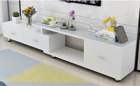 Tables basses blanches avec plateau en verre, design moderne, ensemble meuble TV, meubles de salon pour appartement