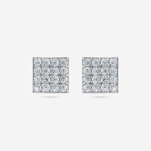 Boucles d'oreilles en argent 92,5 (référence 188360) avec diamants et éléments géométriques en or 14 carats, style clou et pendantes, tendance pour les fiançailles - Product Image 1