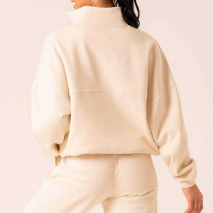 เสื้อกันหนาวมีซิปแบบสวมศีรษะสำหรับผู้หญิงผ้าฟลีซผ้าฝ้ายน้ำหนักมากสวมใส่สบาย - Product Image 5