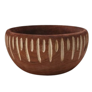 Cuencos de vajilla de madera de acacia redondos para fiesta en casa de diseño moderno, servicio grabado para deliciosas pastas y postres - Product Image 2