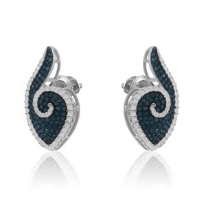 JEWELSPAARK High Quality 1.56 Ct Natural Cut White <b>Blue</b> Diamond <b>Stud</b> <b>Earrings</b> Women's Trendy 925 Sterling Silver Wedding - Product Image 3