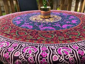 Mantel redondo con estampado Floral de Mandala de algodón 100%, decoración de cocina de playa Bohemia, tapiz de pared de estilo indio y alfombra de suelo - Product Image 3