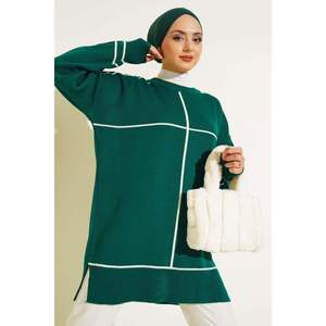 Túnica básica detallada de punto a rayas Esmeralda - Product Image 4