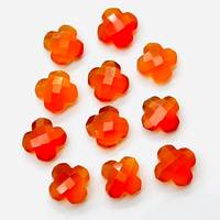 Pierre précieuse en cornaline de forme florale facettée, 12 mm, pierres précieuses florales fantaisie sculptées à la main, perles de cornaline en vrac pour la fabrication de bijoux