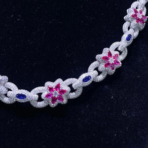 Premium VVS Moissanite Diamant 925 En Argent Sterling Glacé Hip Hop Fleur Collier Chaîne De Mode De Luxe Bling Bijoux Pour Les Femmes - Product Image 4