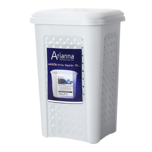 Arianna White Waste <b>Bin</b> 10L Plastic <b>Lid</b> <b>With</b> Perforated Design For Kitchen Bathroom Use - Product Image 2