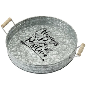 Ferme en métal galvanisé, grand plateau de service rond d'extérieur, pour décor Vintage de ferme pour maisons ou cuisines modernes, 30 cm - Product Image 1