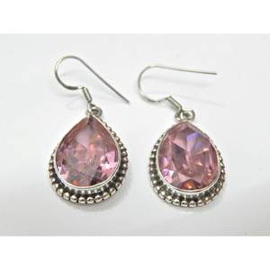 Boucle d'oreille en argent sterling 925 Zircon rose pierre précieuse faite à la main E0733-GS à facettes cadeau parfait pour sa boucle d'oreille à facettes à la mode - Product Image 2