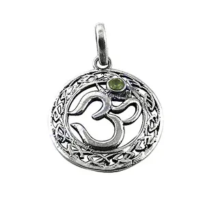 Pendentif Om en argent 925 fait main avec zircon, bijoux spirituels religieux plaqués or 10 carats, délicat, élégant, cadeau parfait - Product Image 1