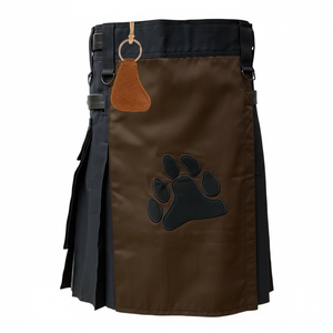 Pantalones Cargo Estilo Kilt Utilitario Híbrido de Tela de Algodón Twill de 290 Gsm para Hombre BEAR PRIDE, Color Negro - Product Image 1