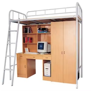 <span class=keywords><strong>Lit</strong></span> superposé double moderne <span class=keywords><strong>avec</strong></span> <span class=keywords><strong>bureau</strong></span> intégré <span class=keywords><strong>en</strong></span> métal pour dortoir, chambre, appartement – Idéal pour adultes et étudiants - Product Image 3