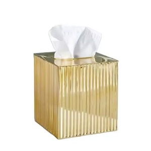 Silver Tissue Box Holder Elegant Ribbed Design for Bathroom Living Room Bedroom Office Premium Quality Decorative Tissue Box - Product Image 6