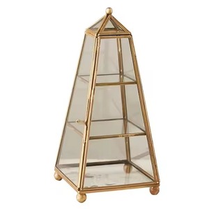 Boîte de rangement en verre transparent finition or, boîte à bijoux, accessoires de maquillage, boîte en verre, décoration, usage domestique, mariage - Product Image 1