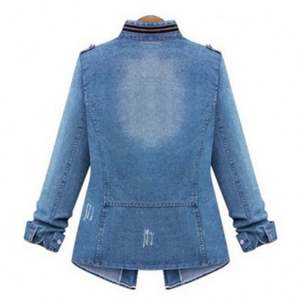 เสื้อแจ็คเก็ตยีนส์แขนยาวแบบซิป ไซส์ S-5XL สไตล์เซ็กซี่สำหรับฤดูใบไม้ผลิและฤดูใบไม้ร่วง เสื้อผ้าผู้หญิงสไตล์ยุโรป ไซส์ใหญ่ ทรงเข้ารูป รุ่น E8412 - Product Image 2