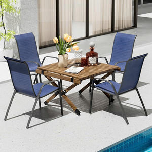 Modern Comfortable Lightweight Steel Frame Dining <b>Chair</b> Breathable Mesh Stackable Outdoor Patio Balcony Apartment Furniture - Product Image 3