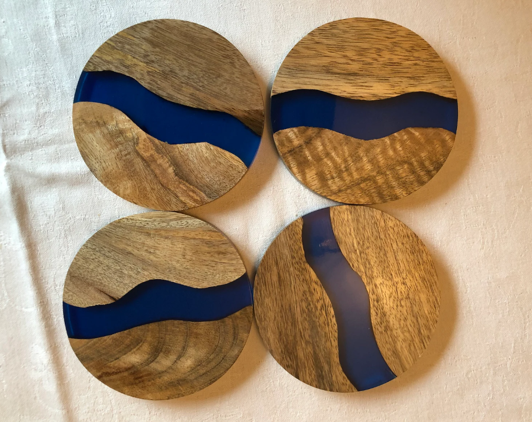 Blue and Natural wooden color