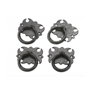 Premium <b>Vintage</b> Decorative Iron Ring Pull Handle Black Powder-Coated for Dresser <b>Cabinet</b> Wardrobe Drawer Furniture Hardware - Product Image 1