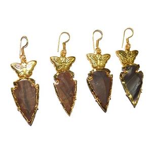 Wholesale & Supplier of <b>Rose</b> <b>Quartz</b> Arrowheads With Attached Golden Turtle Earrings - Product Image 5