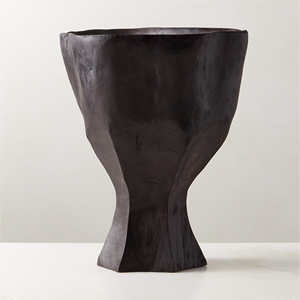 Vase en bois de teck noir - Product Image 1